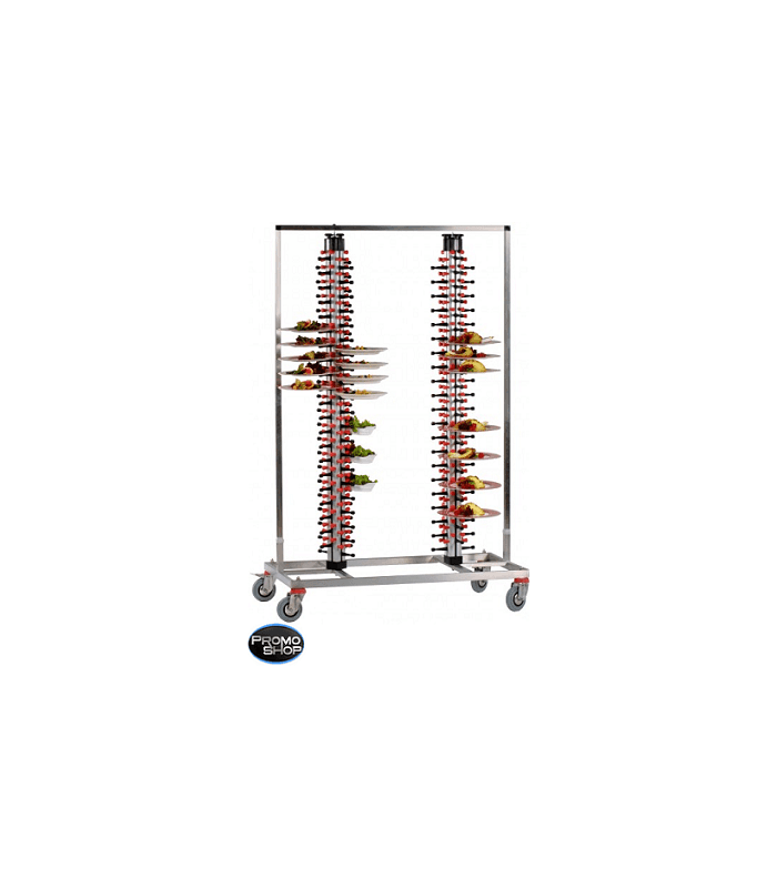 Chariot porte assiettes double colonne capacité de 96 à 168 assiettes - 96 assiettes