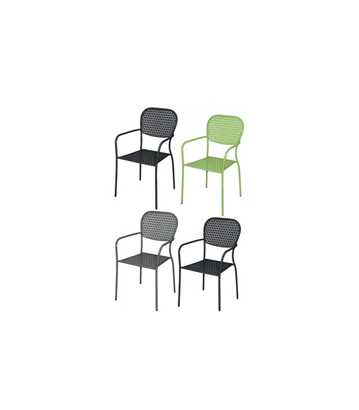 Lot de 4 fauteuils avec accoudoirs en acier - Equipement CHR