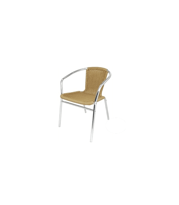 Lot de 4 fauteuils imitation rotin empilables extérieur et intérieur - Naturel