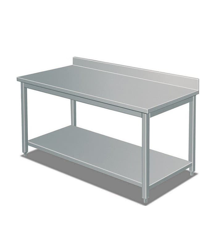 Table inox démontable avec étagère gamme 700mm, avec ou sans dosseret - 1800mm - sans dosseret