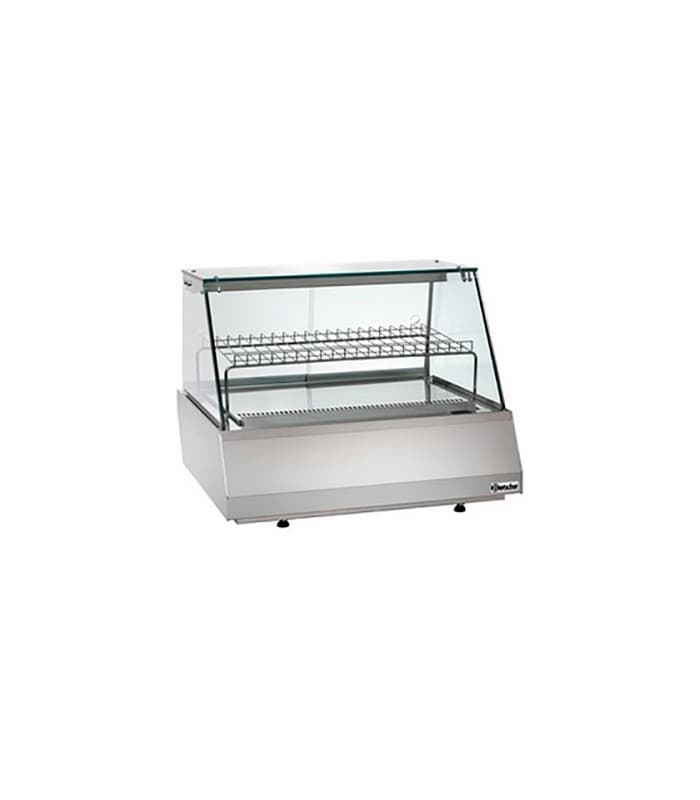 Vitrine réfrigérée à poser GN 2/1 ou GN 3/1 inox avec éclairage - GN 2/1 - Plat