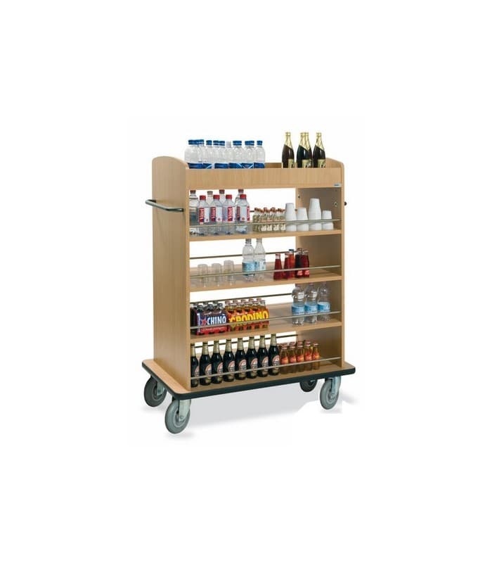 Chariot de service d'étages spécial mini bar en bois mélaminé