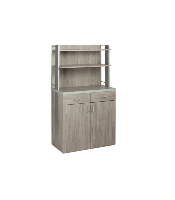 Vaisselier haut en bois finition en aluminium - Equipement CHR - 2 tiroirs et 2 portes