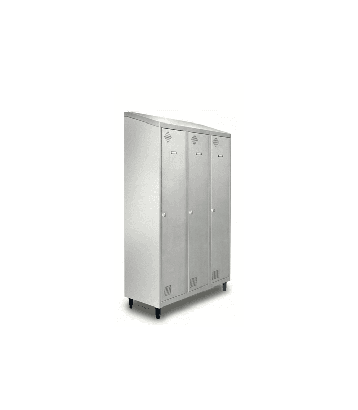 Armoire vestiaire en acier inox à toit incliné - matériel cuisine pro - 2
