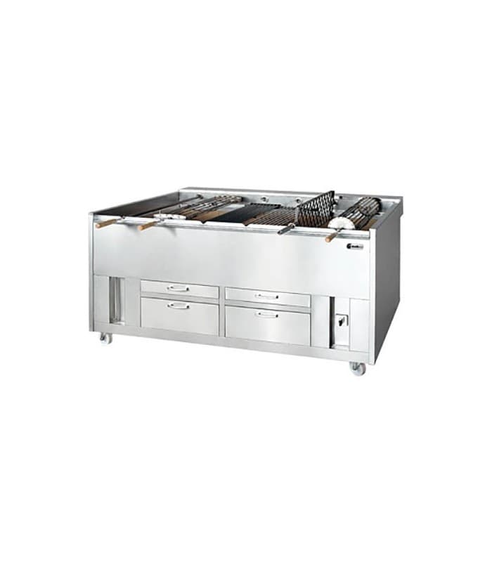 Churrasco professionnel de 3 Ă 11 grilles rotatives - 6 grilles rotatives