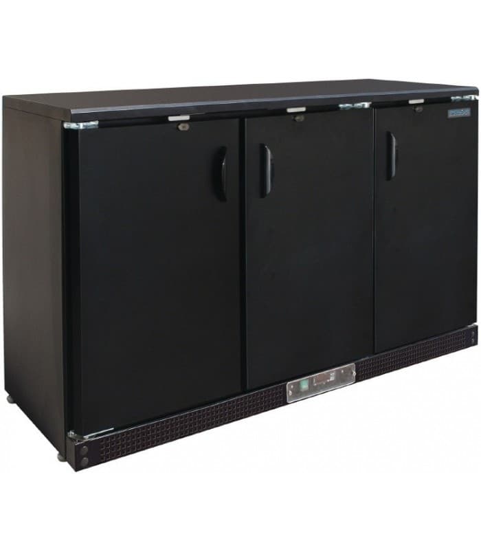 Arrière-bar réfrigéré 3 portes pleines battantes coloris noir