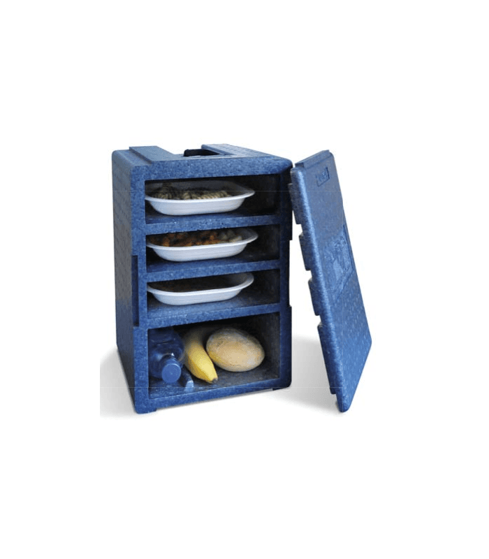Conteneur isotherme monobloc pour portage de repas Ă domicile