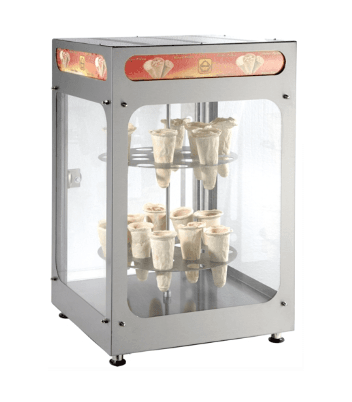Vitrine chaud rotative pour 32 cornets Ă pizzas ou 4 pizzas de 30cm