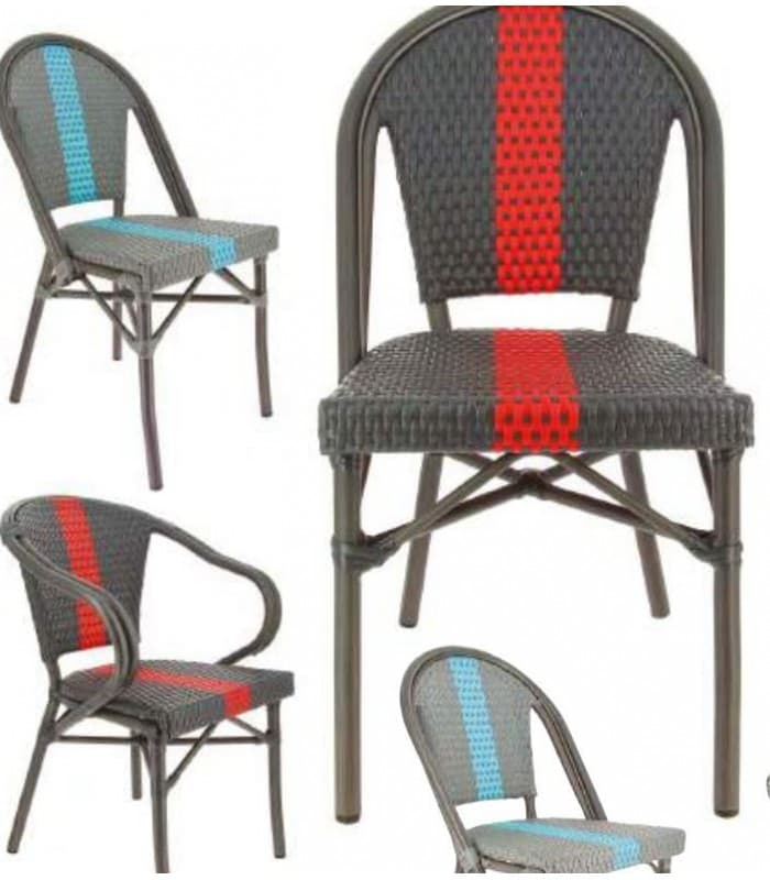 Lot de 2 chaises structure aluminium - mobilier restauration