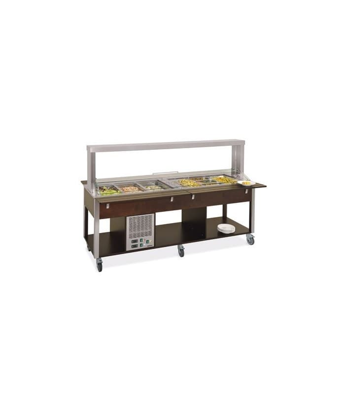Buffet mixte chaud/froid avec vitrine pare-haleine