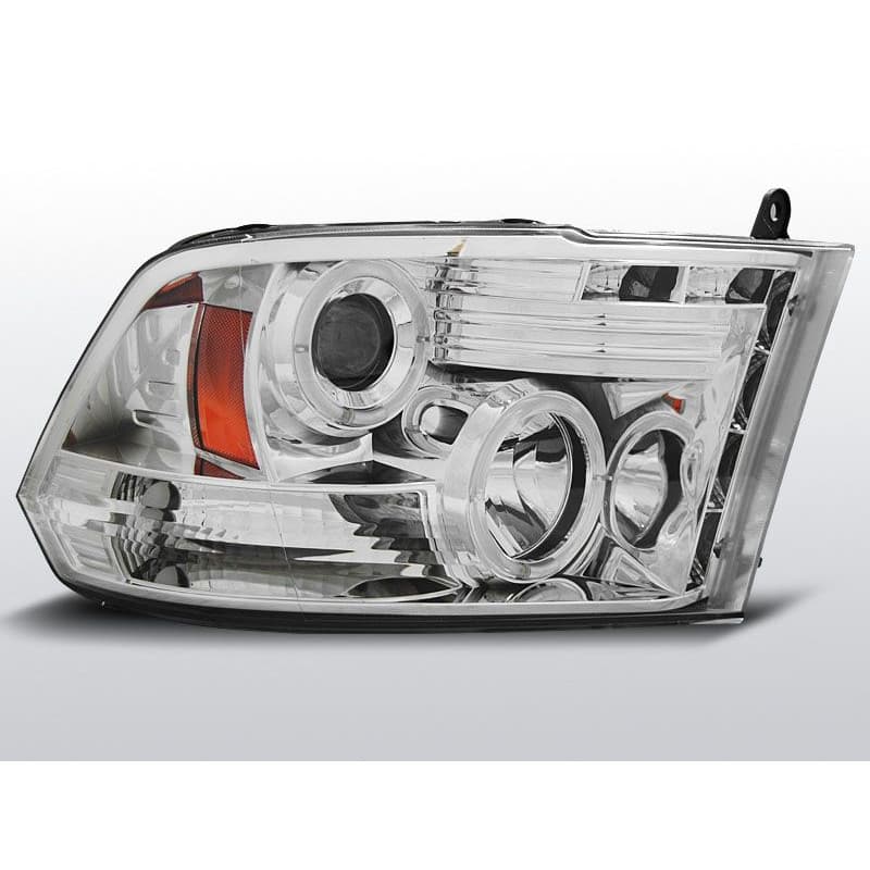 Phares Avant Angel Eyes Dodge Ram 09-11 Chrome
