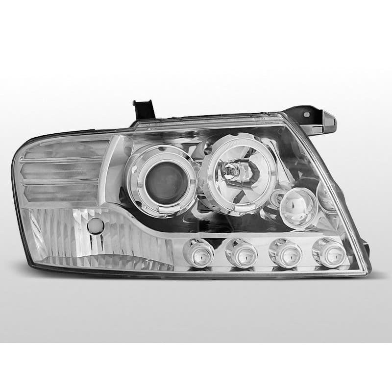 Phares Avant Angel Eyes Mitsubishi Pajero V60 01-06 Chrome