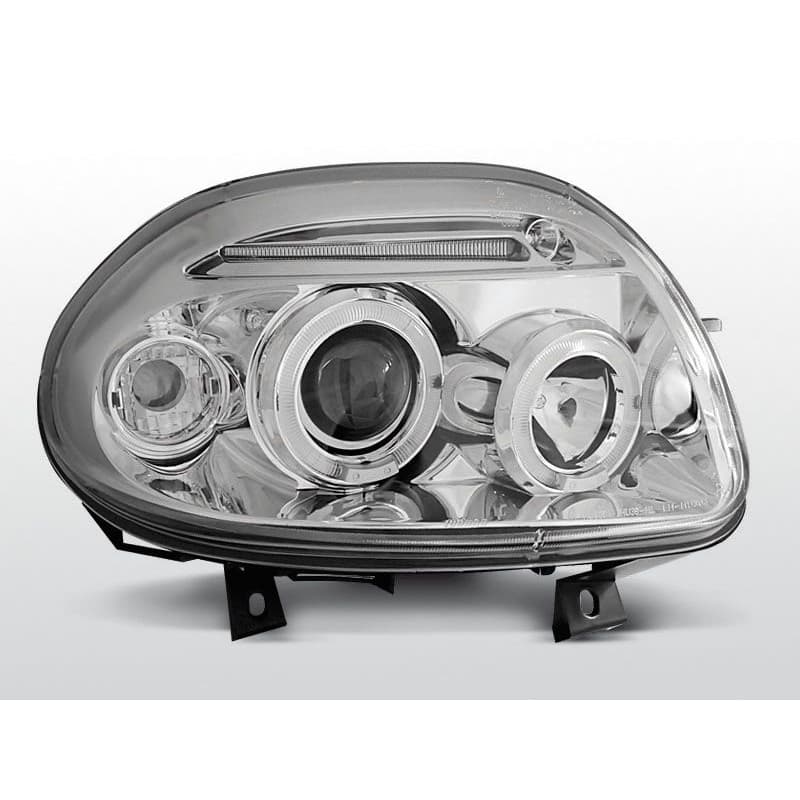 Phares Avant Angel Eyes Renault Clio 2 09.98-05.01 Chrome
