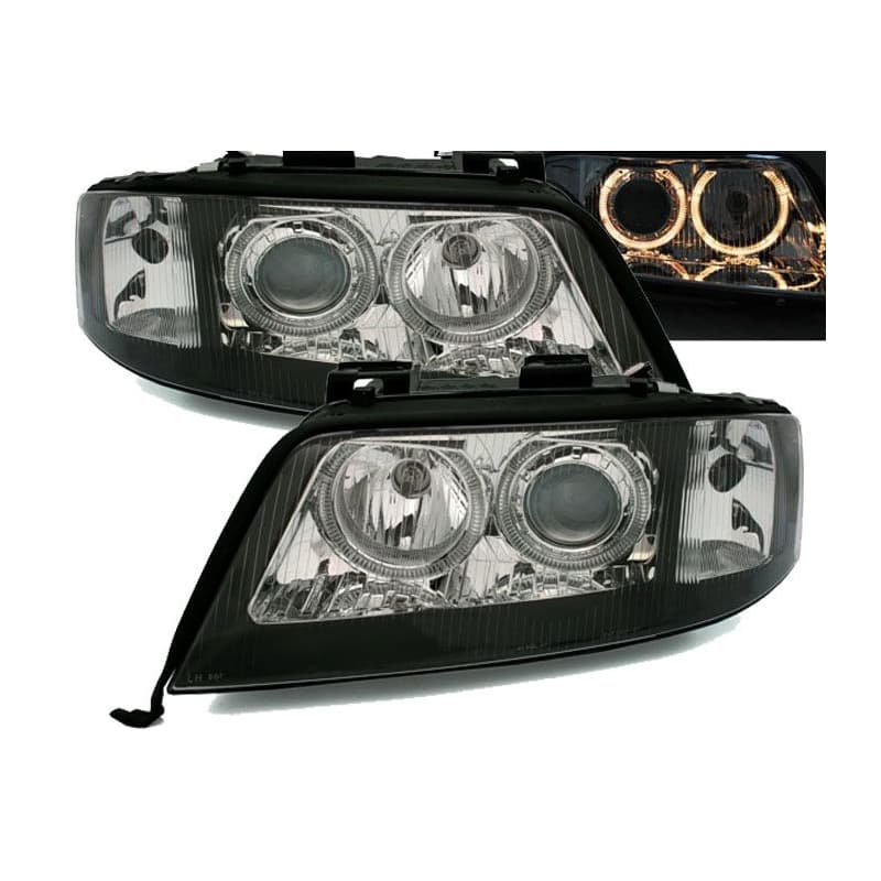 Phares Avant Angel Eyes Audi A6 C5 10.99-06.01 Noir