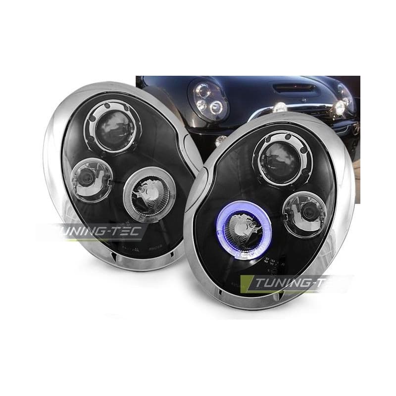 Phares Avant Angel Eyes BMW Mini Cooper 05/01-06 Noir