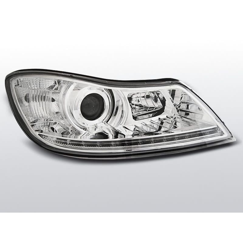 Phares Avant Daylight DRL Skoda Octavia 09-12 Chrome