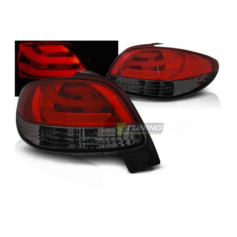 Feux Arrière LED Bar Rouge/fumé Pour Peugeot 206