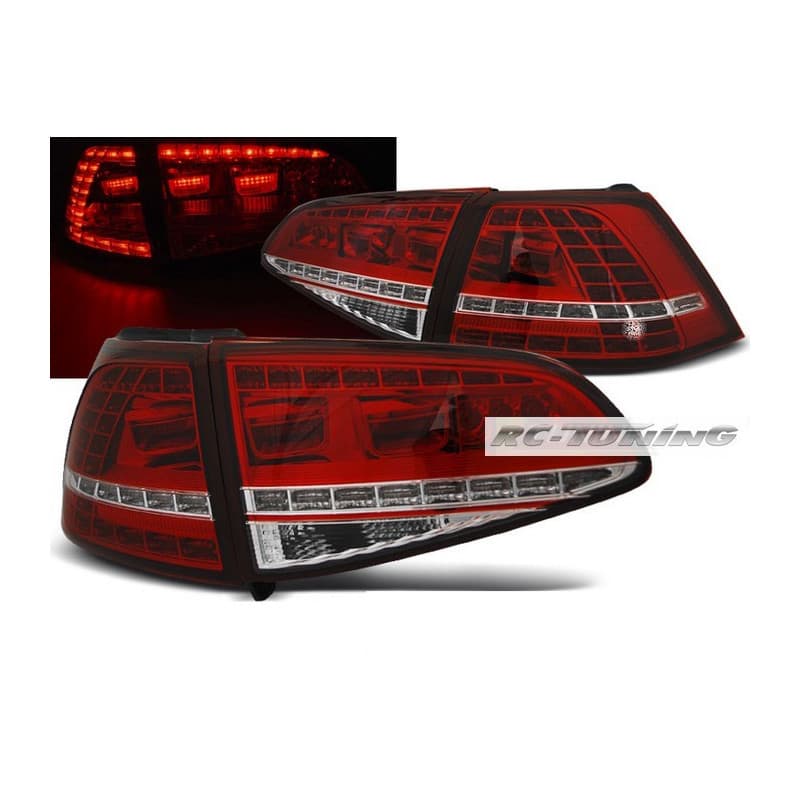 Feux Arrière LED Rouge/Clair Look GTI Pour VW Golf 7 13-
