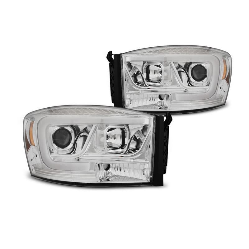 Phares avant Tube Light chrome pour Dodge Ram 06-08