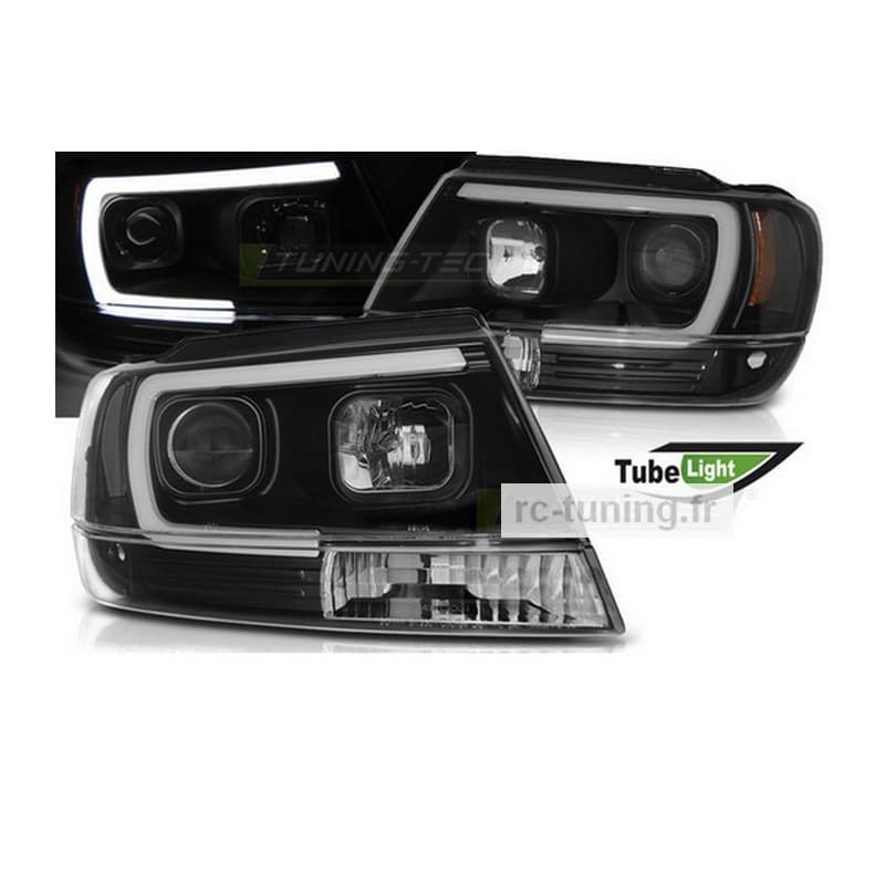 Phares Avant Tube Light Noir Pour Chrysler Jeep Grand Cherokee 99 - 05