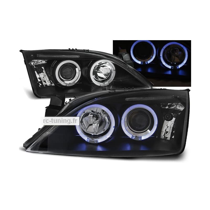 Phares Avant Angel Eyes Ford Mondeo MK3 09.00-05.07 Noir