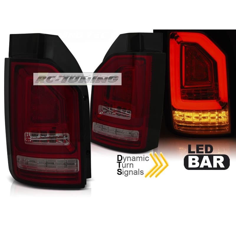 Feux Arrière LED BAR Rouge/fumé avec clignotants dynamiques pour VW T6 Hayon