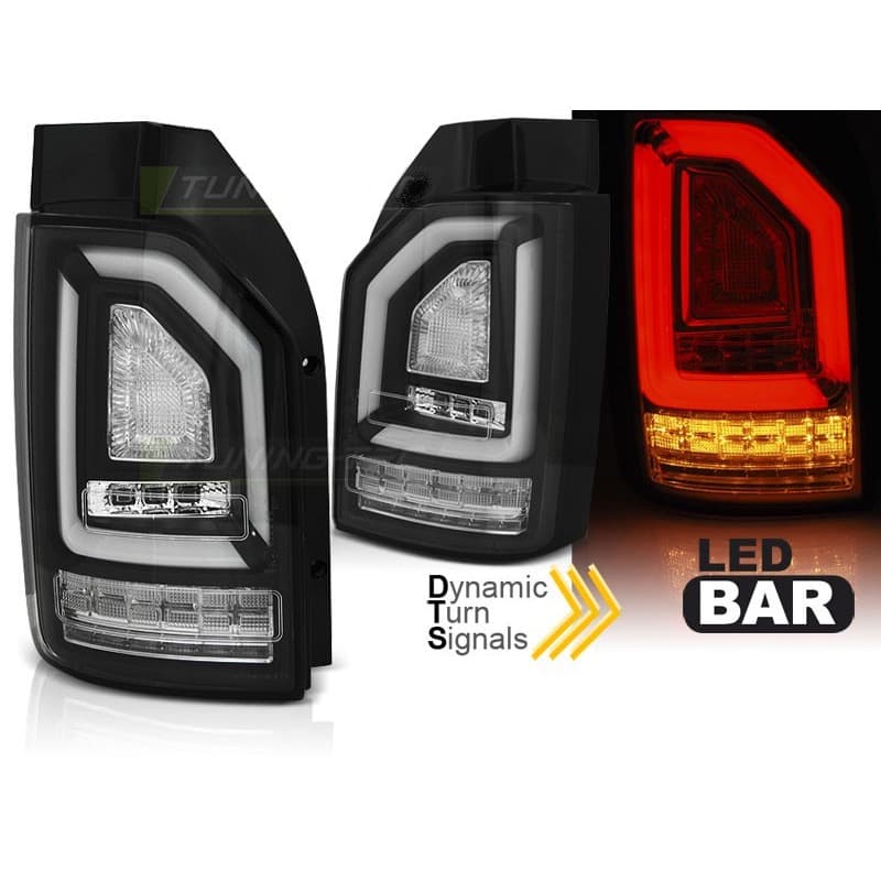 Feux Arrière LED BAR noir avec clignotants dynamiques pour VW T6 Hayon