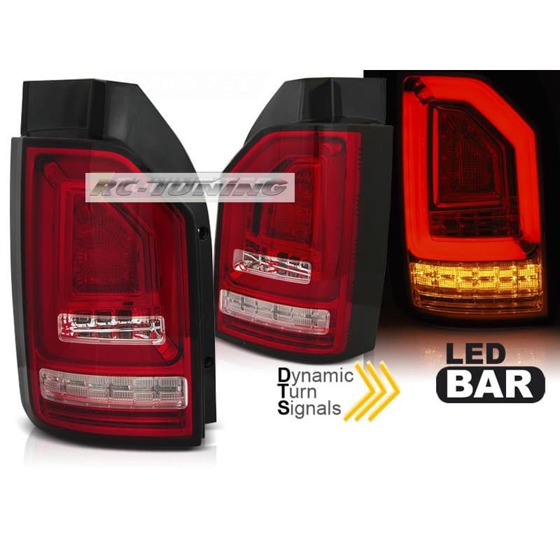 Feux Arrière LED BAR Rouge/blanc avec clignotants dynamiques pour VW T6 Hayon