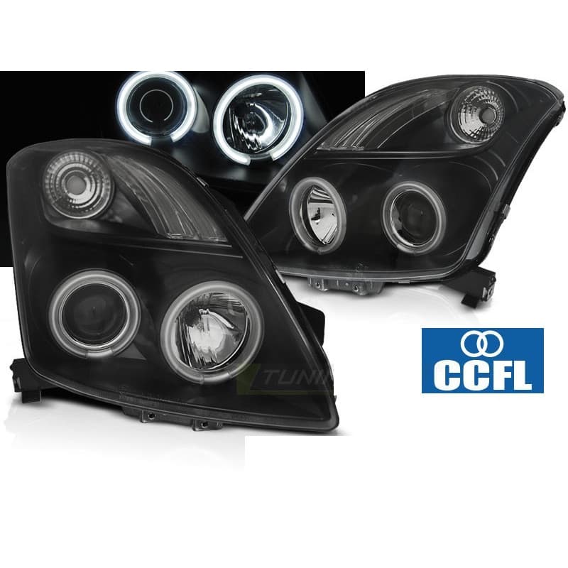 Phares Avant Angel Eyes CCFL Suzuki 05.05-10 Noir