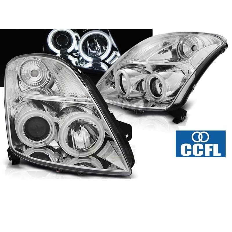 Phares Avant Angel Eyes CCFL Suzuki 05.05-10 Chrome