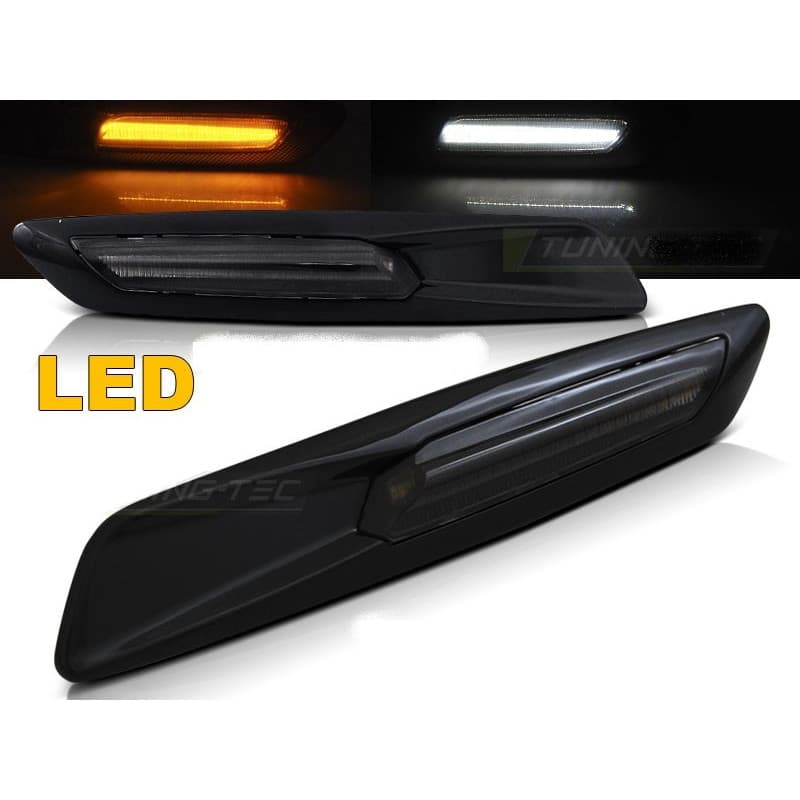 Clignotants Latéraux LED Noir brillant fumé look F10 pour BMW E60/E...
