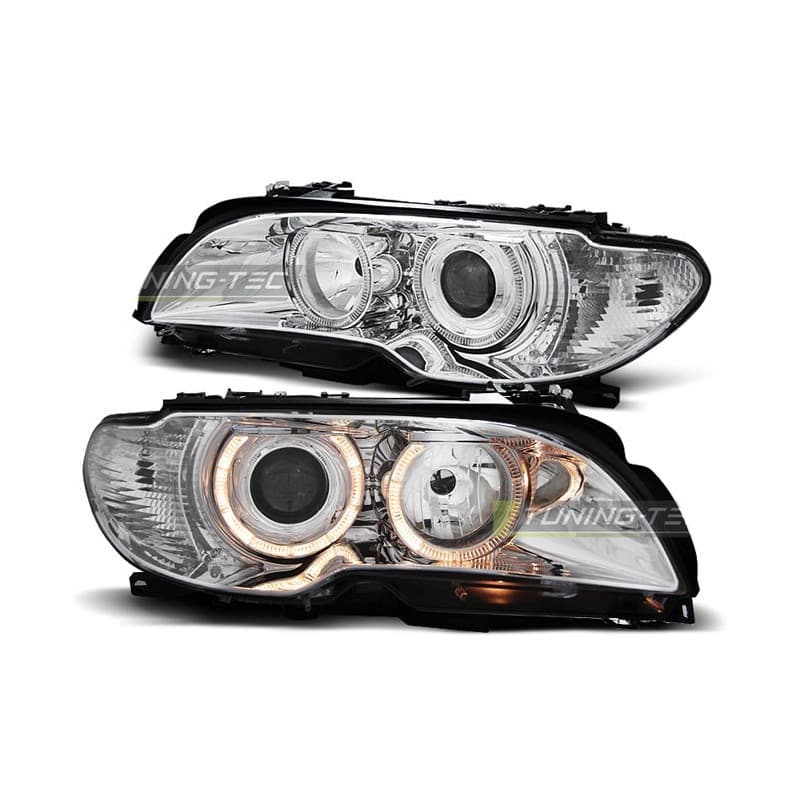 Phares Avant Angel Eyes BMW Serie 3 E46 Cpé/Cab 04.03-06 Chrome