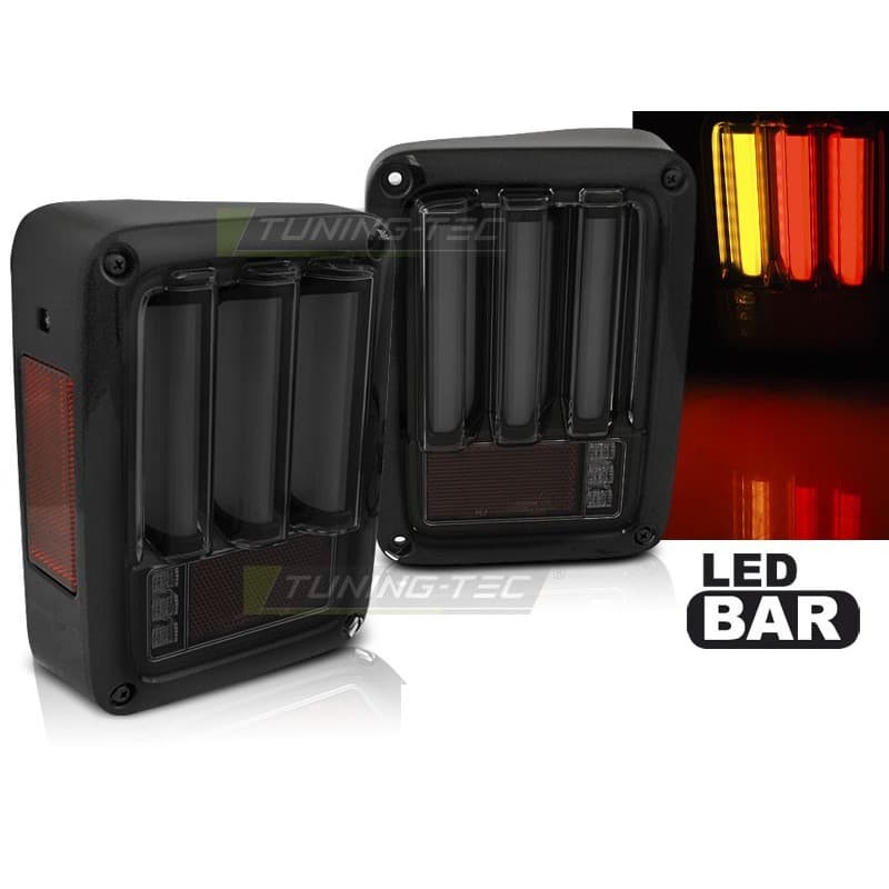 Feux Arrière LED Bar noir fumé pour Chrysler Jeep Wrangler JK 07-18