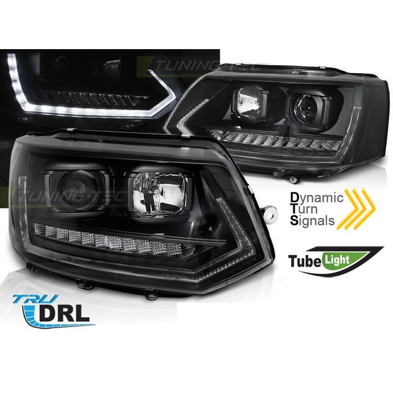 Phares Avant Tube Light Noir Look T6 avec clignotants dynamiques po...