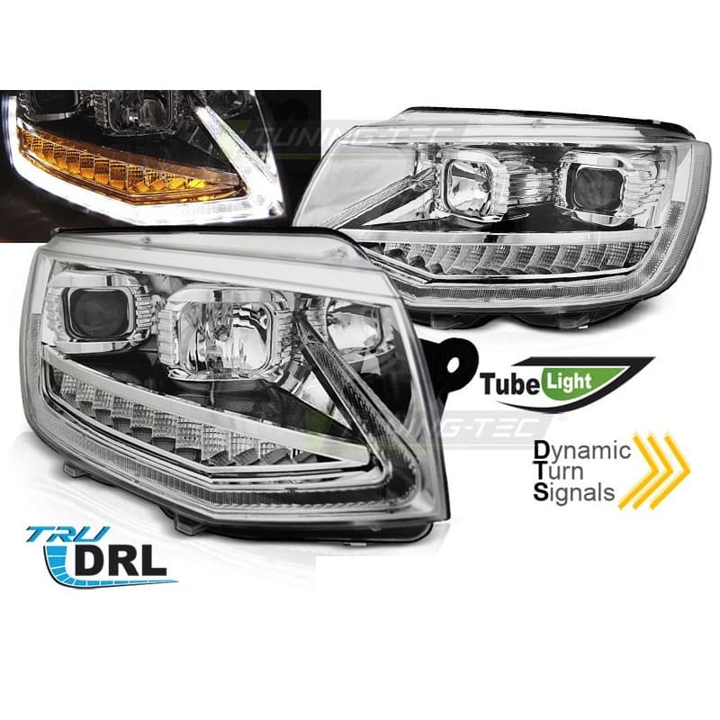 Phares Avant Tube Light LED SEQ DRL Chrome, clignotants dynamiques ...