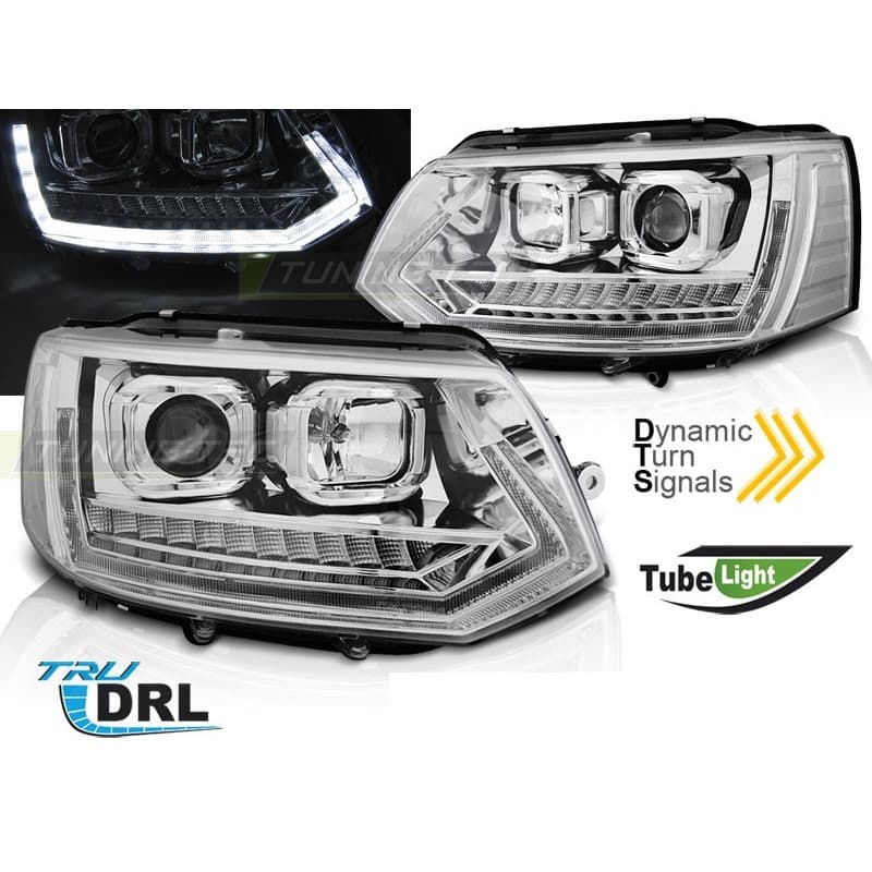 Phares Avant Tube Light hrome Look T6 avec clignotants dynamiques p...