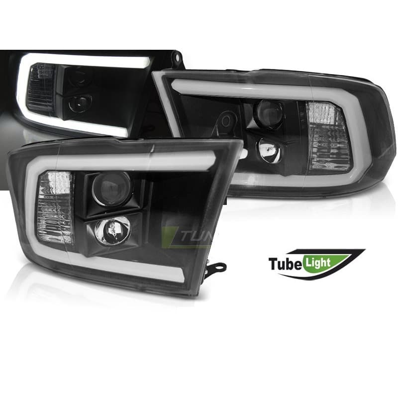 Phares Avant Tube Light noir pour Dodge Ram 09-18