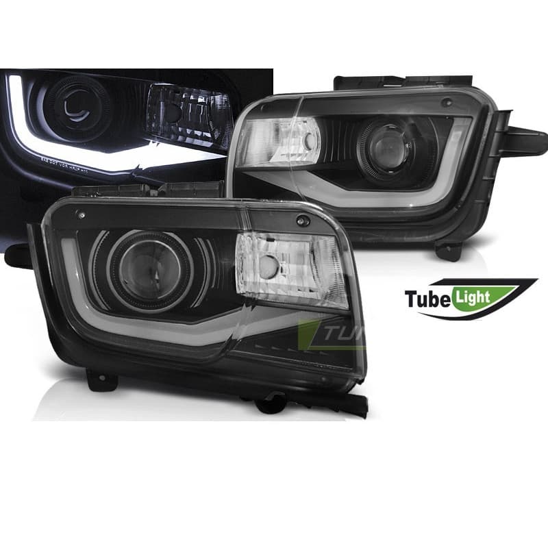 Phares Avant Tube Light chrome noir Chevrolet Camaro 09-13