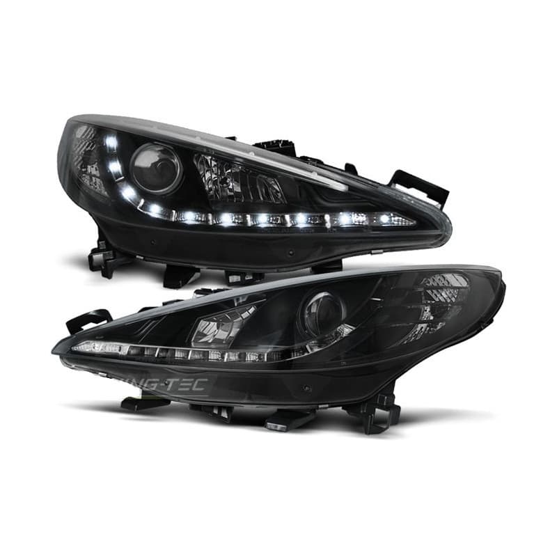 Phares Avant Daylight noir pour Peugeot 207