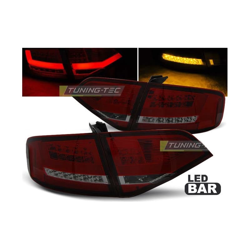 Feux Arrière Audi A4 B8 08-11 à Leds Rouge/Fumé