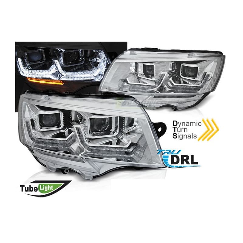 Phares avant Tube light chrome DRL SEQ pour VW T6 20-