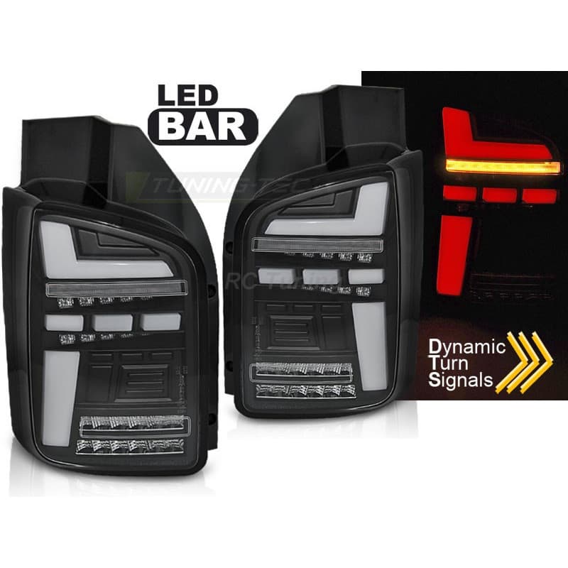 Feux Arrière LED BAR SEQ noir avec clignotants dynamiques pour VW T...