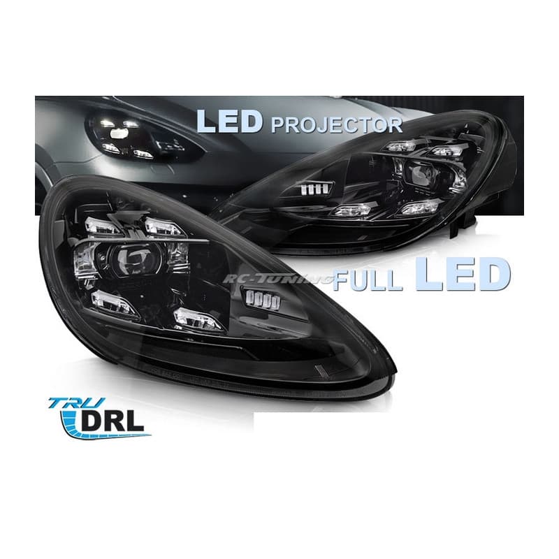 Phares avant LED DRL noir pour Porsche Cayenne 10-15