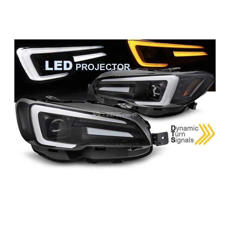 Phares avant LED DRL fond noir pour Subaru WRX 14-22