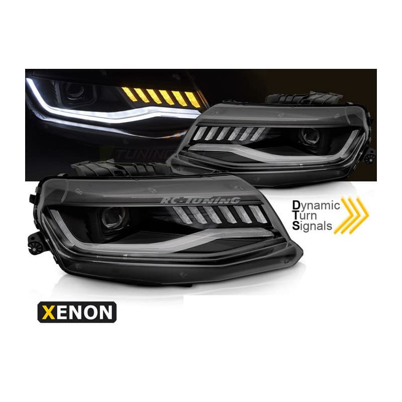 Phares avant HID SEQ fond noir pour Chevrolet Camaro 16-18
