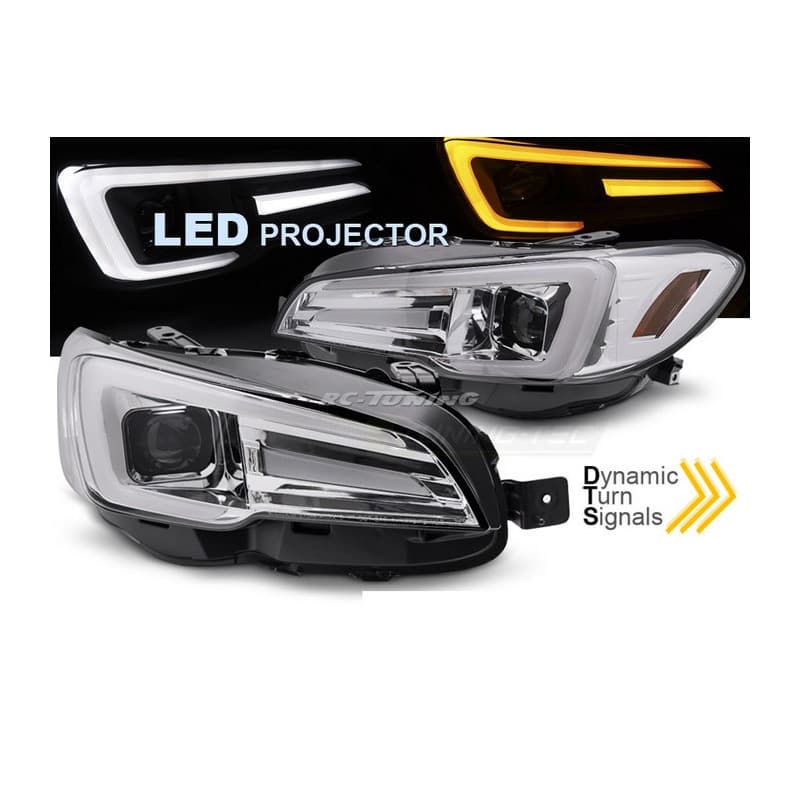 Phares LED DRL fond chrome pour Subaru WRX 14-22