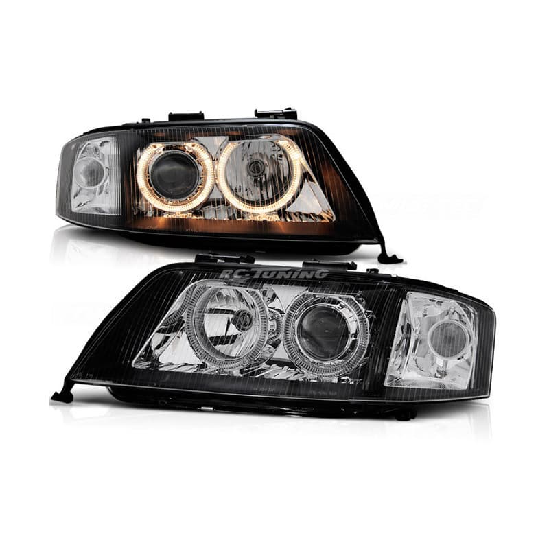 Phares Avant Angel Eyes/Xénon Audi A6 C5 06.01-05.04 Noir