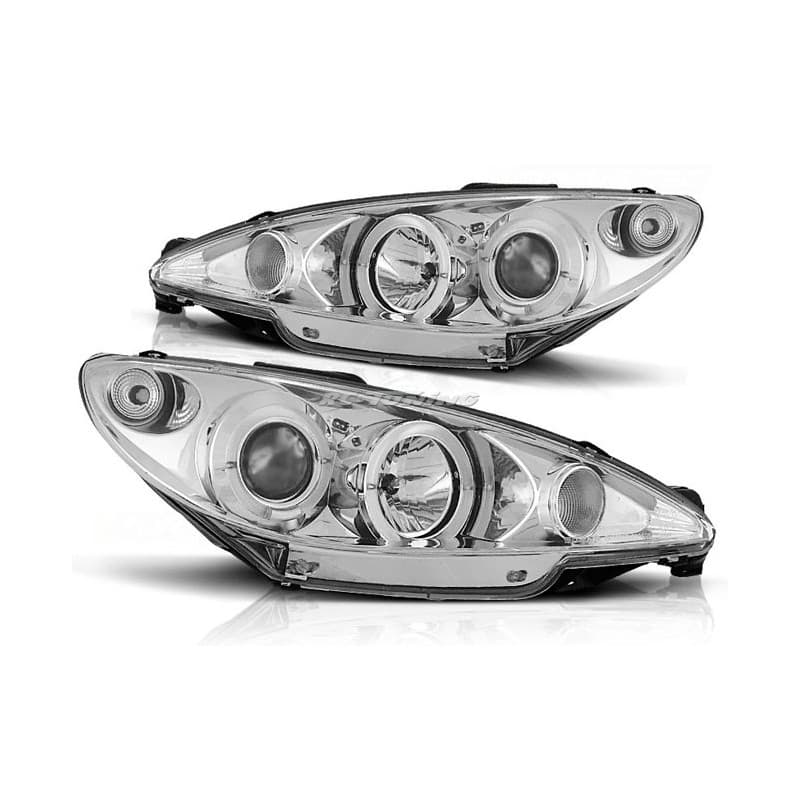 Phares Avant Angel Eyes Peugeot 206 10.98-02 Chrome