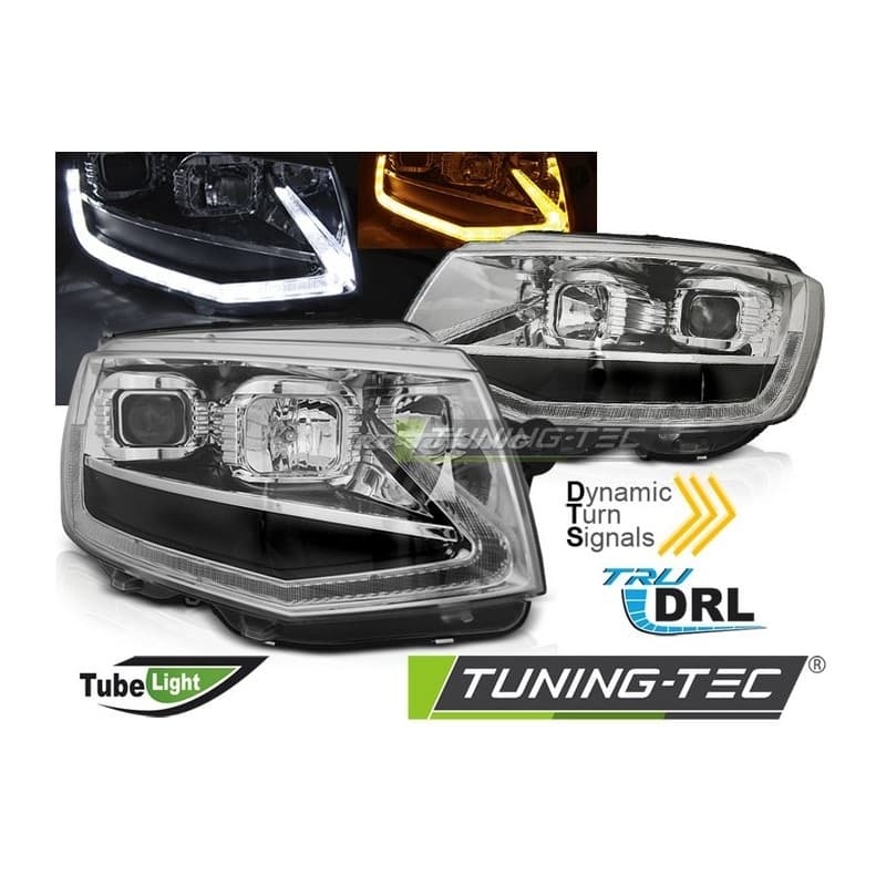 Phares avant Tube Light chrome DRL SEQ pour VW T6 15-19