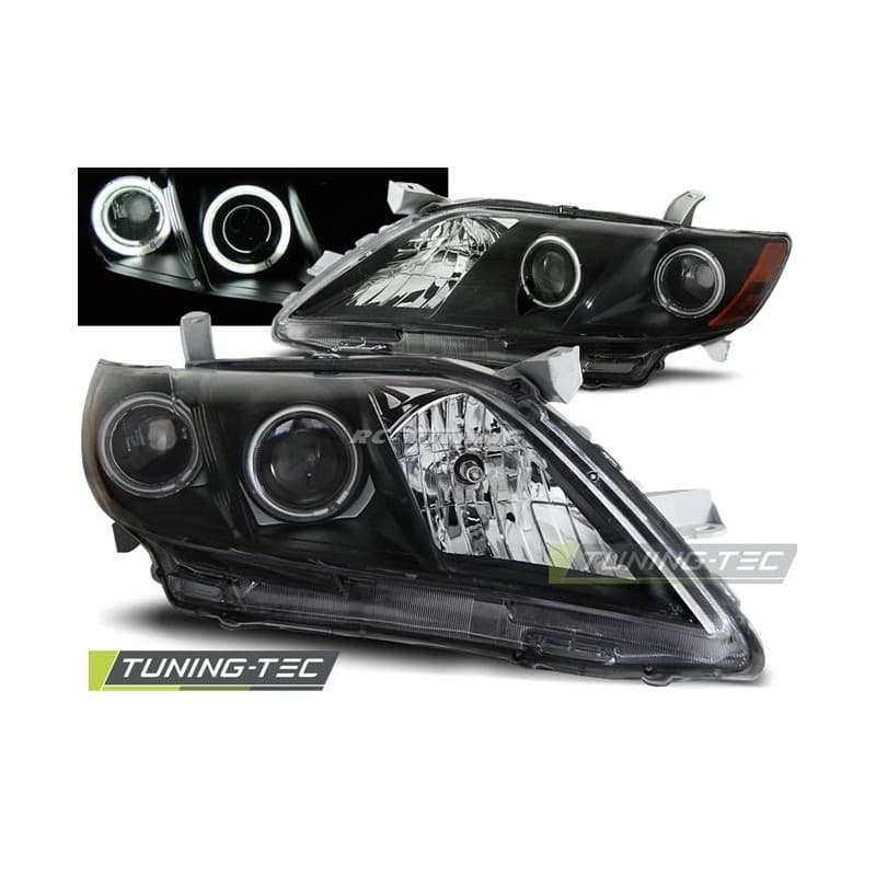 Phares Avant Angel Eyes Toyota Camry 6 XV40 06-09 Noir